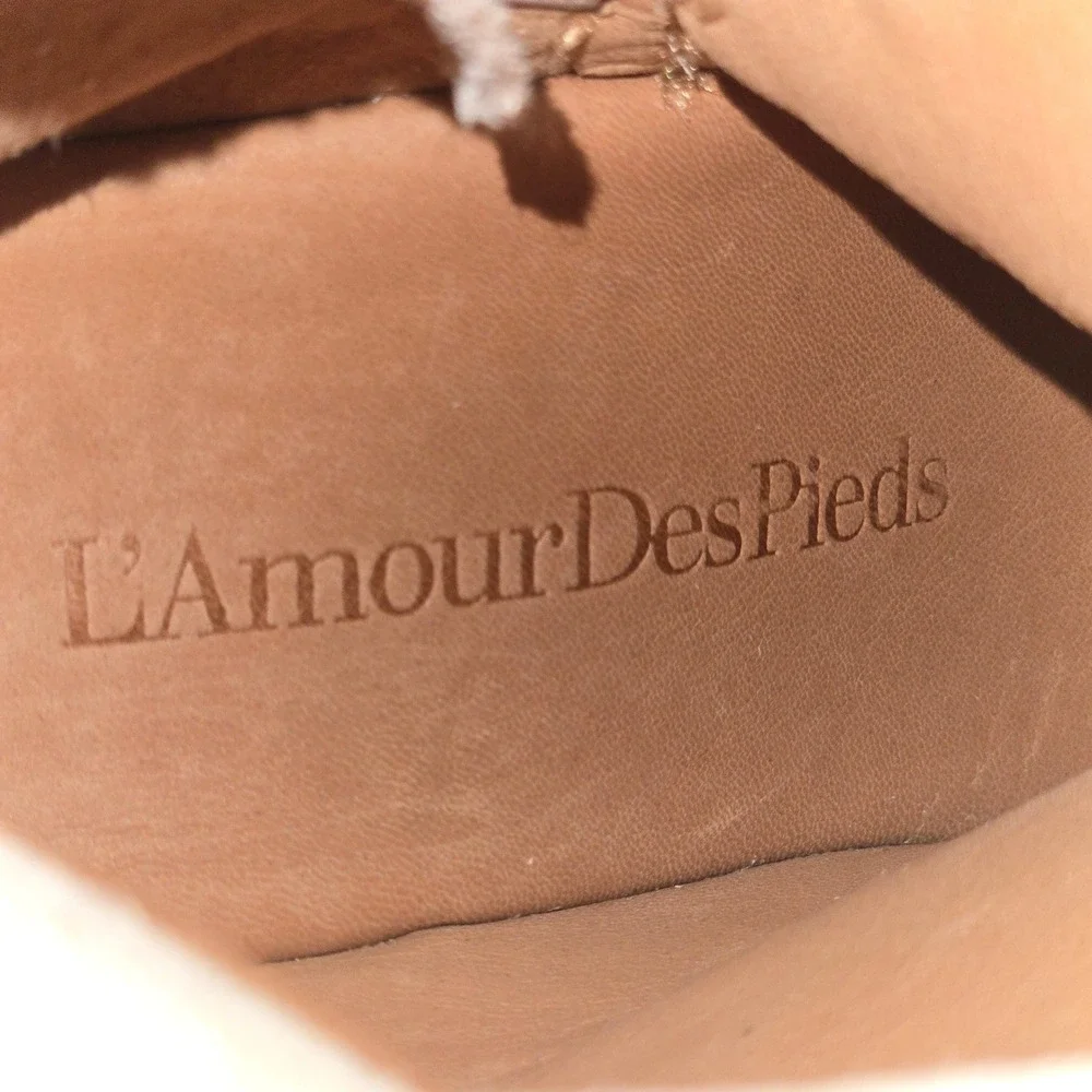 L'amour Des Pieds Odalys Boots Womens 7.5 Tan Suede Leather Tall Wedge Zip NEW